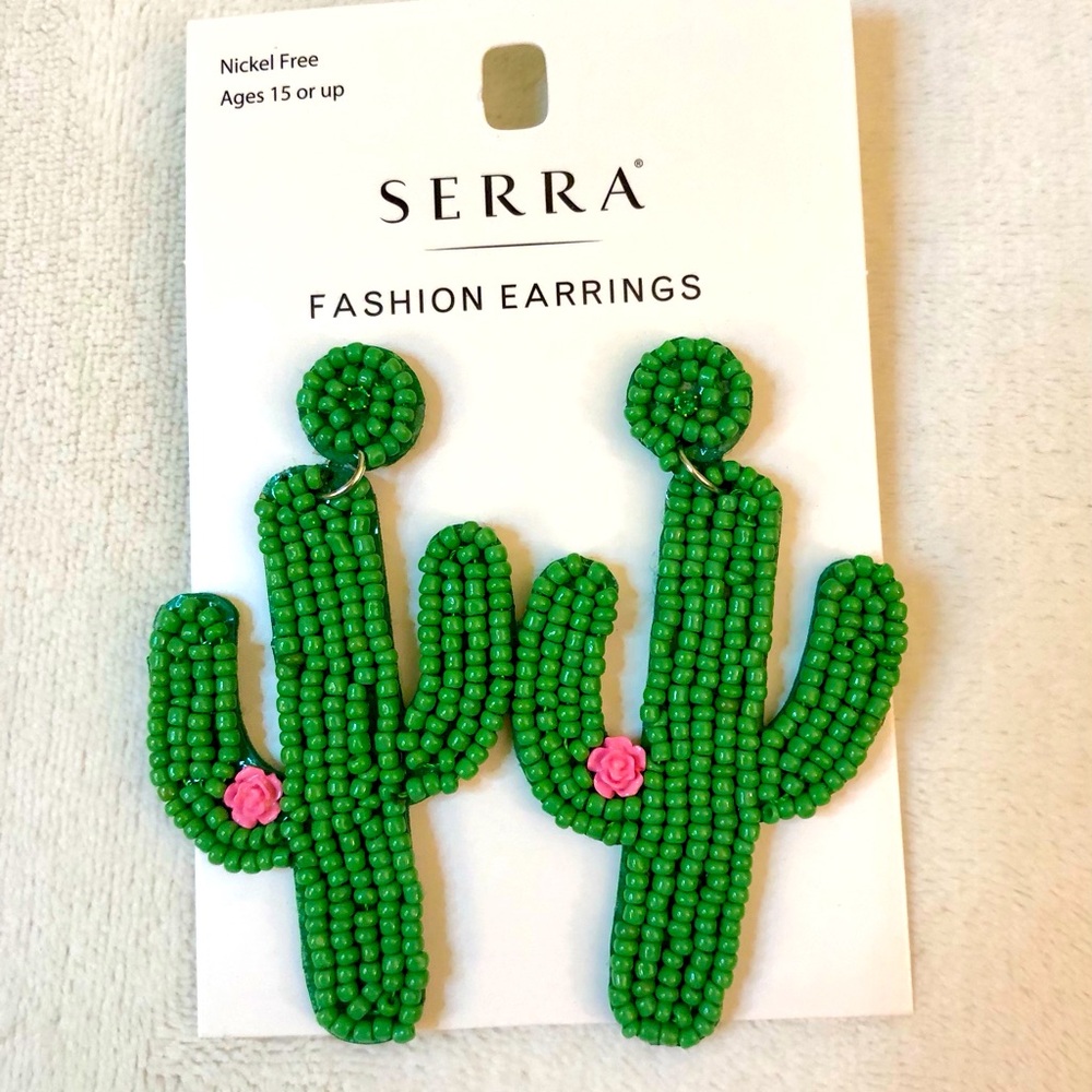 Western Cowgirl CACTUS Earrings Seed BEADED Earring New